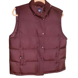 Gap Down Filled Chocolate Brown Snap Front Quilted Vest Women's Size XL